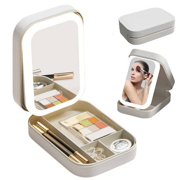 Small Travel LED Makeup Mirror Case with